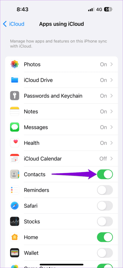 Disable-iCloud-Sync-for-Contacts-on-iPhone-709x1536-1 أفضل 6 إصلاحات لعدم ظهور أسماء جهات الاتصال للمكالمات الواردة على iPhone