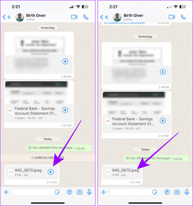 Download-a-WhatsApp-Document-on-iPhone-768x820-1 كيفية حفظ صور/فيديوهات WhatsApp في المعرض على iPhone وAndroid وWeb
