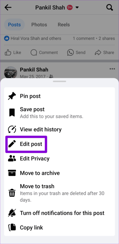 Edit-Facebook-Post-750x1536-1 أفضل 7 إصلاحات لخطأ المرفق غير متاح في Facebook Messenger