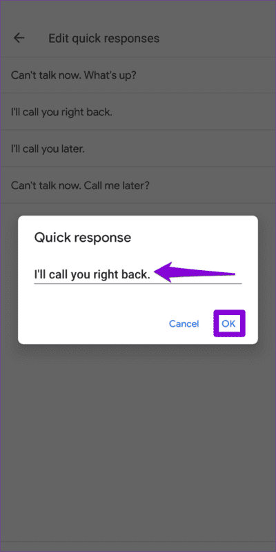 Edit-Quick-Responses-on-Google-Phone-App-768x1535-1 كيفية تغيير واستخدام رسائل رفض المكالمات على Android