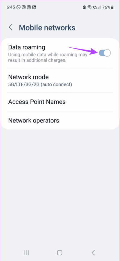 Enable-Data-Roaming-Android 10 إصلاحات لمشكلة "الشبكة الخلوية غير متاحة للمكالمات الصوتية" على الهاتف