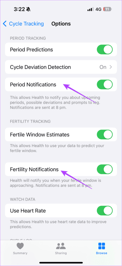 Enable-Fertility-Period-Notification ما هو تتبع الدورة الشهرية على Apple Watch وكيفية إعداده