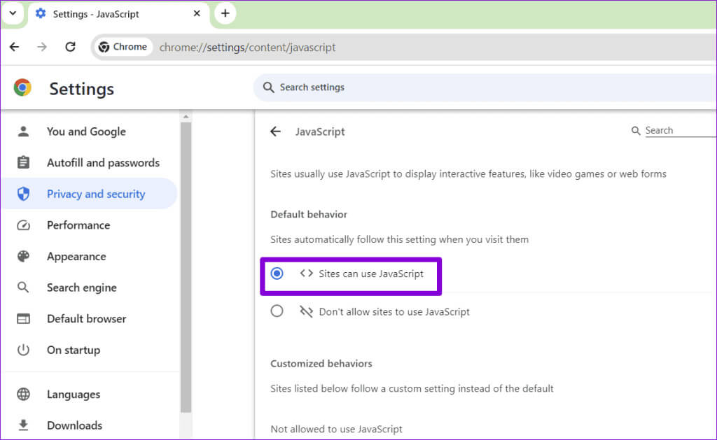 Enable-JavaScript-in-Chrome-2-1024x629-1 أهم 6 إصلاحات لعدم تحميل تقويم Google في Chrome