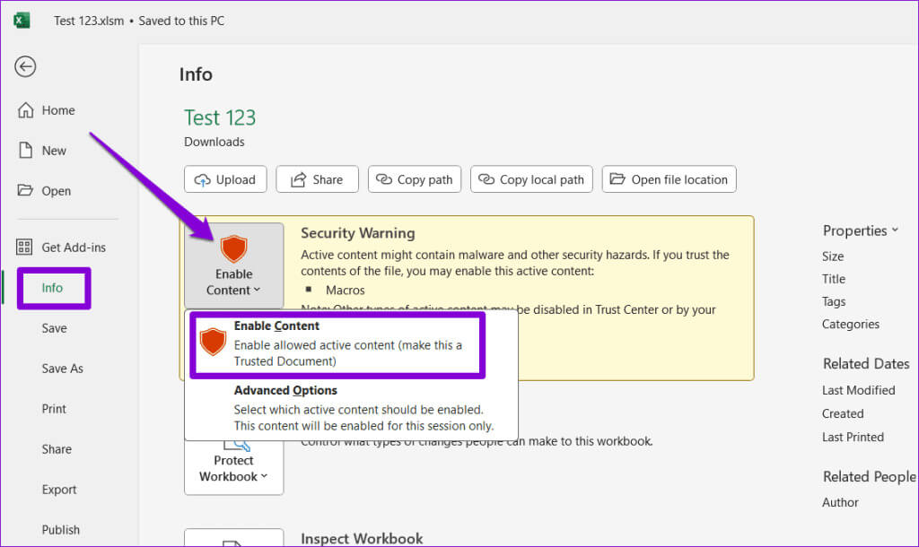 Enable-Macro-for-Excel-Spreadsheet-1024x610-1 أهم 6 إصلاحات لخطأ "قامت Microsoft بحظر وحدات الماكرو" في Excel على Windows