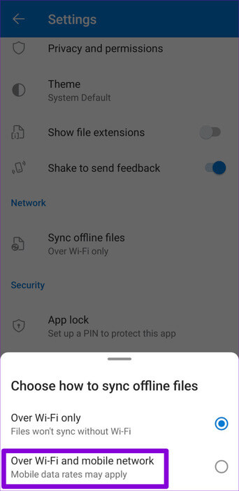 Enable-Mobile-Data-for-OneDrive-on-Android-500x1024-1 أفضل 9 إصلاحات لعدم مزامنة تطبيق OneDrive على Android وiPhone