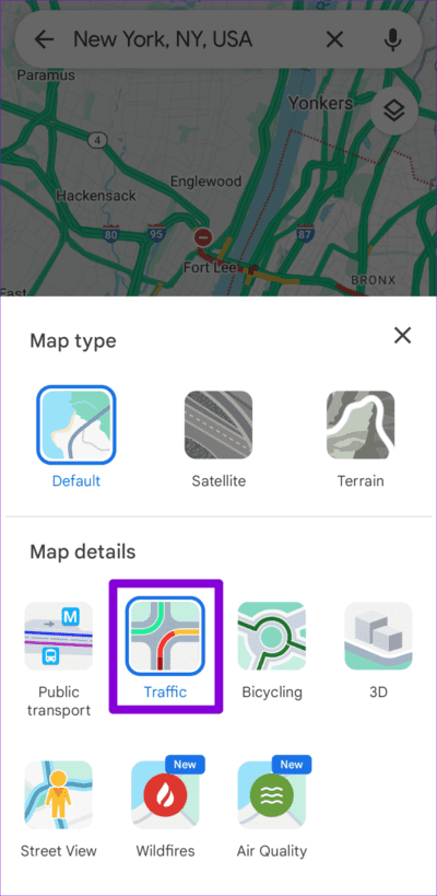 Enable-Traffic-Information-on-Google-Maps-App-750x1536-1 أفضل 7 إصلاحات لعدم ظهور حركة المرور في Google Maps على Android وiPhone