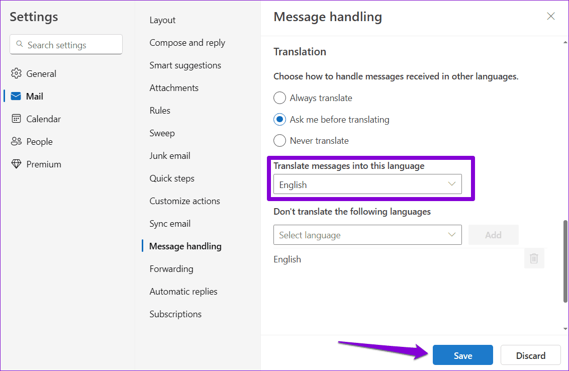 Enable-Translation-in-Outlook-for-Web كيفية ترجمة رسائل البريد الإلكتروني في Microsoft Outlook