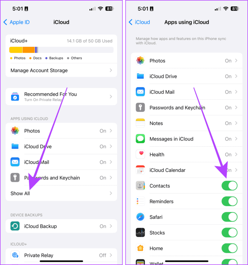 Enable-iCloud-Contacts-iPhone 4 طرق لإزالة "ربما" من جهات اتصال iPhone