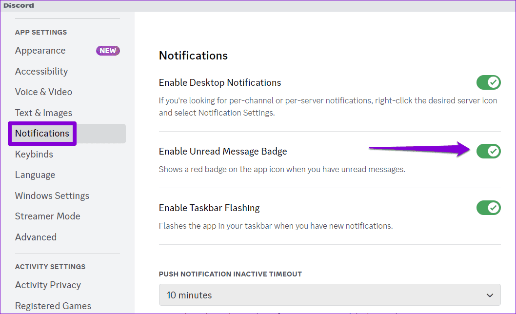 Enable-or-Disable-Discord-Notification-Badge-on-Desktop أفضل 5 إصلاحات لعدم اختفاء إشعارات الرسائل المباشرة على Discord