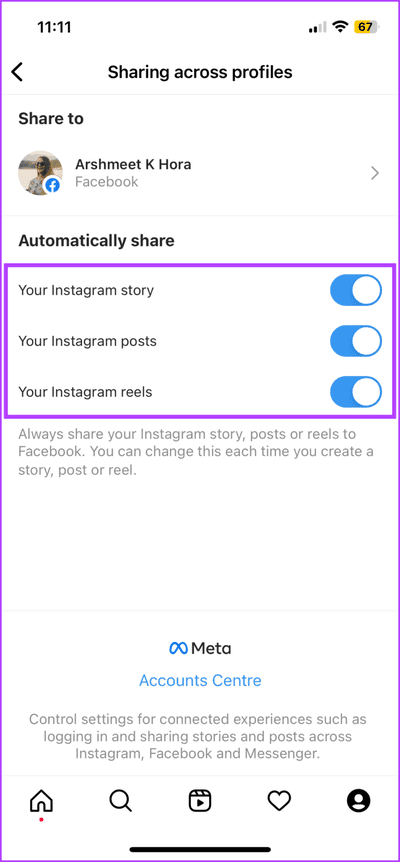 Ensure-your-Facebook-and-Instagram-accounts-are-linked-6-713x1536-1 5 طرق سهلة لإصلاح عدم نشر مشاركة Instagram على Facebook