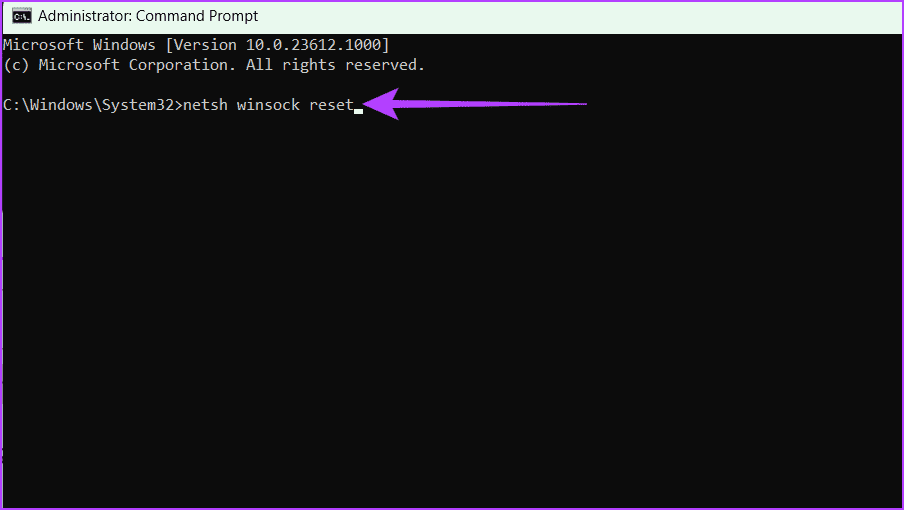 Enter-the-winsock-reset-command 10 طرق لإصلاح عدم عمل مشاركة العائلة لـ Steam على Windows 11
