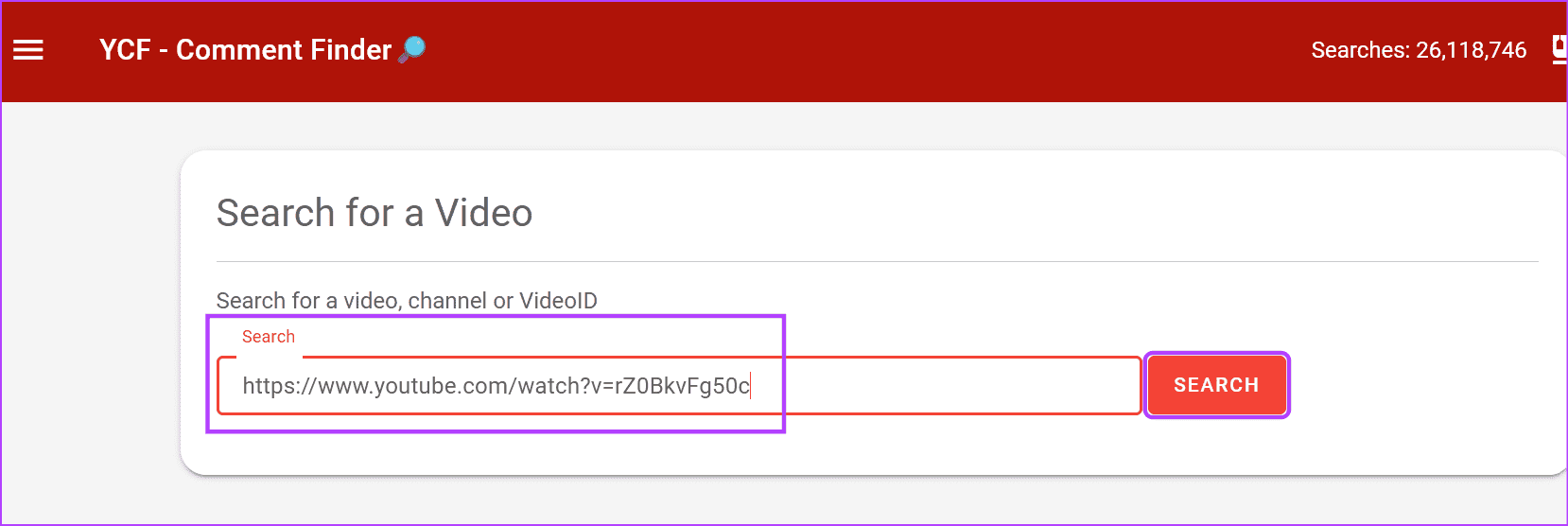 Enter-video-URL كيفية البحث عن التعليقات على موقع YouTube