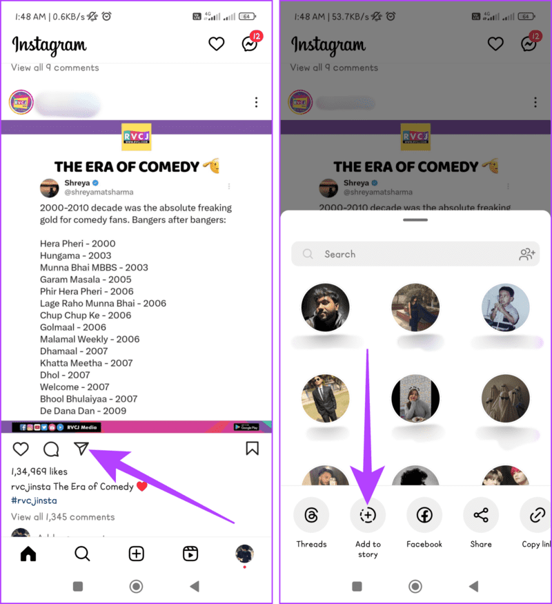 Find-a-post-or-reel-you-want-to-share-tap-the-Share-icon-and-press-the-Add-to-story-button-1405x1536-1 كيفية وضع علامة/إشارة إلى شخص ما في قصة Instagram دون ظهوره
