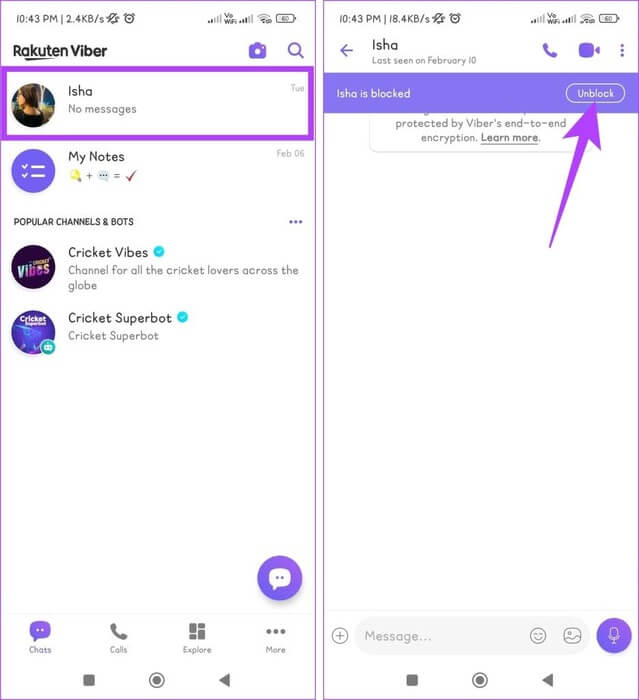 Find-the-contacts-chat-open-it-and-press-the-Unblock-button-935x1024-2 كيفية حظر أو إلغاء حظر شخص ما على تطبيق Viber