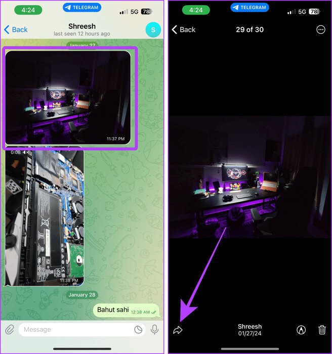 Forward-Photo-on-Telegram-on-iPhone كيفية العثور على الملفات التي تم تنزيلها في Telegram على أجهزة Android وiPhone وMac
