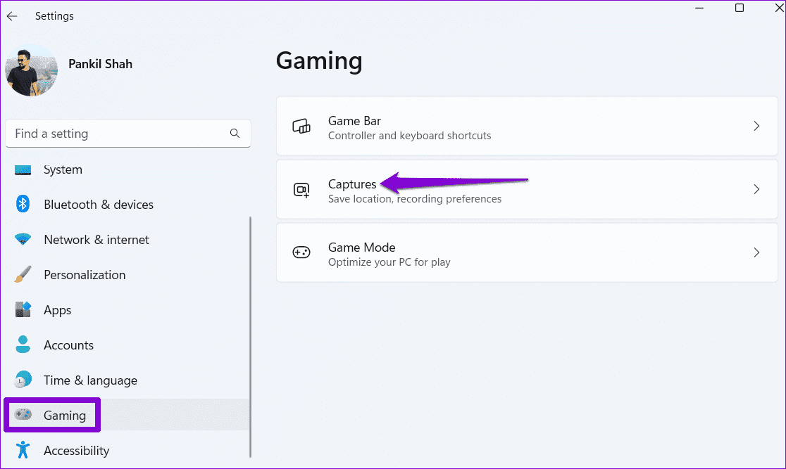 Game-Bar-Captures-on-Windows أفضل 6 إصلاحات لخطأ "ميزات الألعاب غير متوفرة لسطح مكتب Windows".