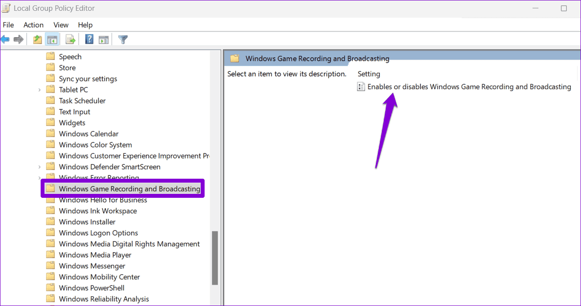 Game-Bar-Recording-Policy-on-Windows أفضل 6 إصلاحات لخطأ "ميزات الألعاب غير متوفرة لسطح مكتب Windows".