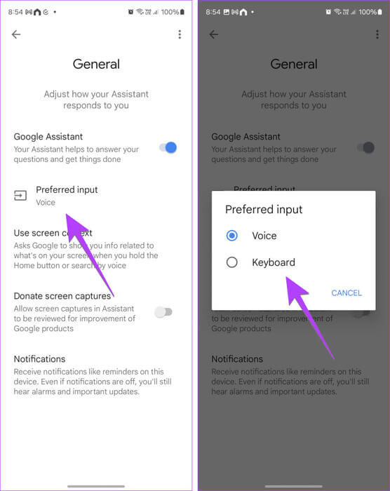 Google-assistant-change-voice-input-to-keyboard-813x1024-1 كيفية فتح Google Assistant على Samsung وهواتف Android الأخرى