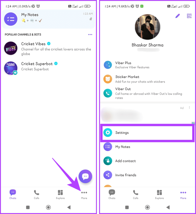 Head-to-the-More-tab-and-select-Settings-1412x1536-1 كيفية إلغاء تنشيط أو حذف حساب Viber