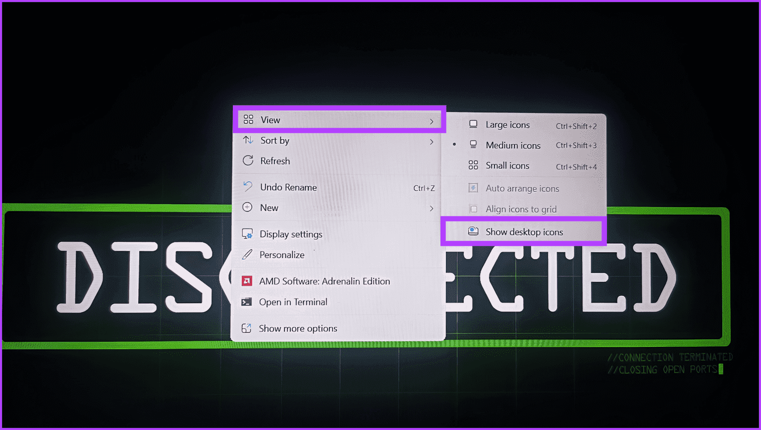 Hide-All-Desktop-Icons-1536x868-1 كيفية إخفاء أو حذف أيقونة سلة المحذوفات في Windows 11