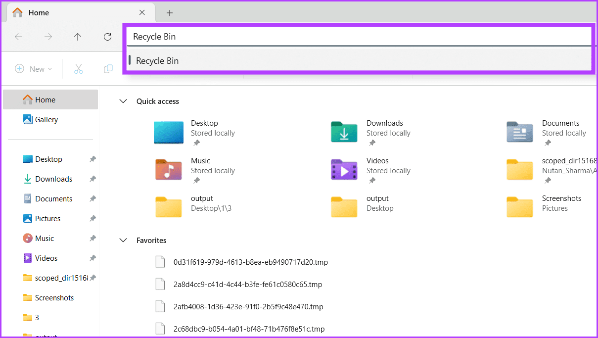 In-the-address-bar-write-Recycle-Bin-and-press-Enter كيفية إخفاء أو حذف أيقونة سلة المحذوفات في Windows 11