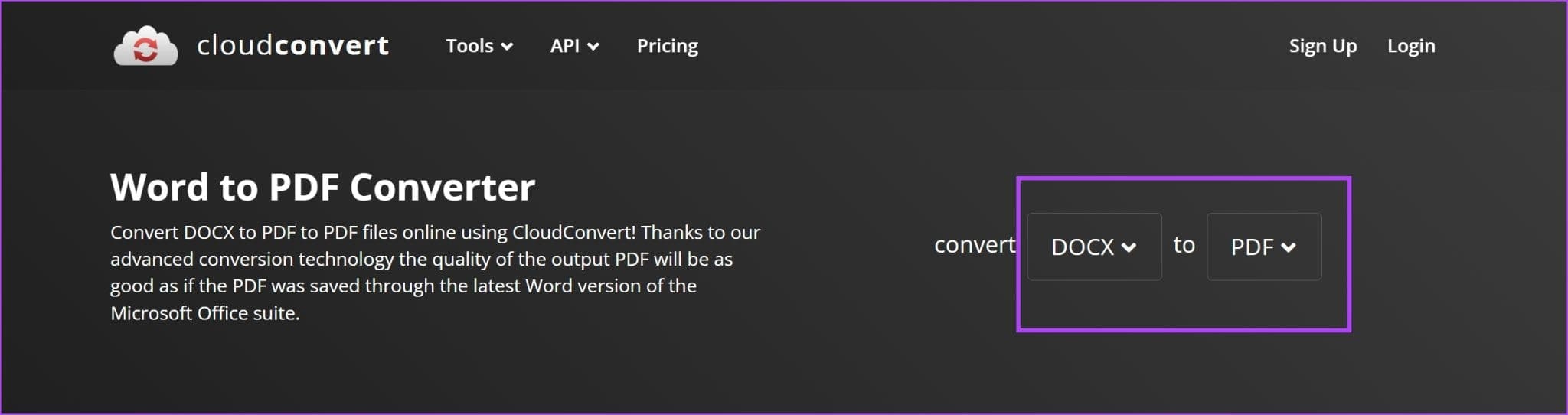 Input-and-Output-Format-CloudConvert-2048x542-1 كيفية حفظ مستند Word كملف PDF على Windows وMac