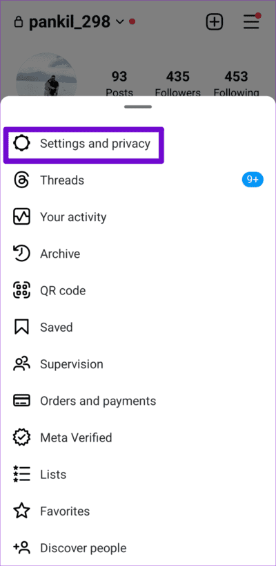 Instagram-Settings-and-Privacy-750x1536-1 أفضل 7 إصلاحات لخطأ "نحن نحد من عدد المرات التي يمكنك فيها القيام بأشياء معينة على Instagram".