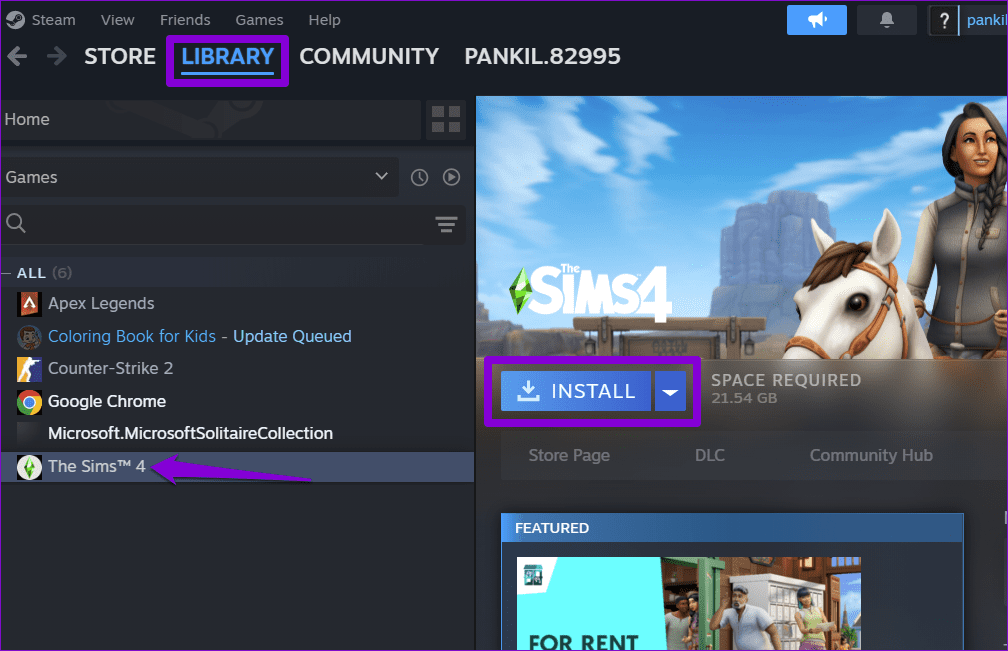 Install-Game-via-Steam أفضل 6 إصلاحات لعدم عرض للألعاب المثبتة في المكتبة على Steam في Windows