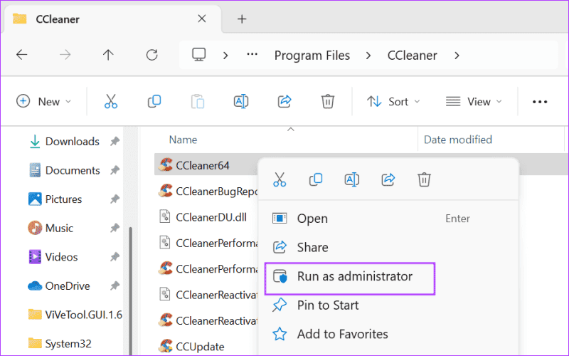 Launch-CCleaner-With-Administrator-Rights-2 أفضل 7 طرق لإصلاح عدم عمل CCleaner في Windows 11