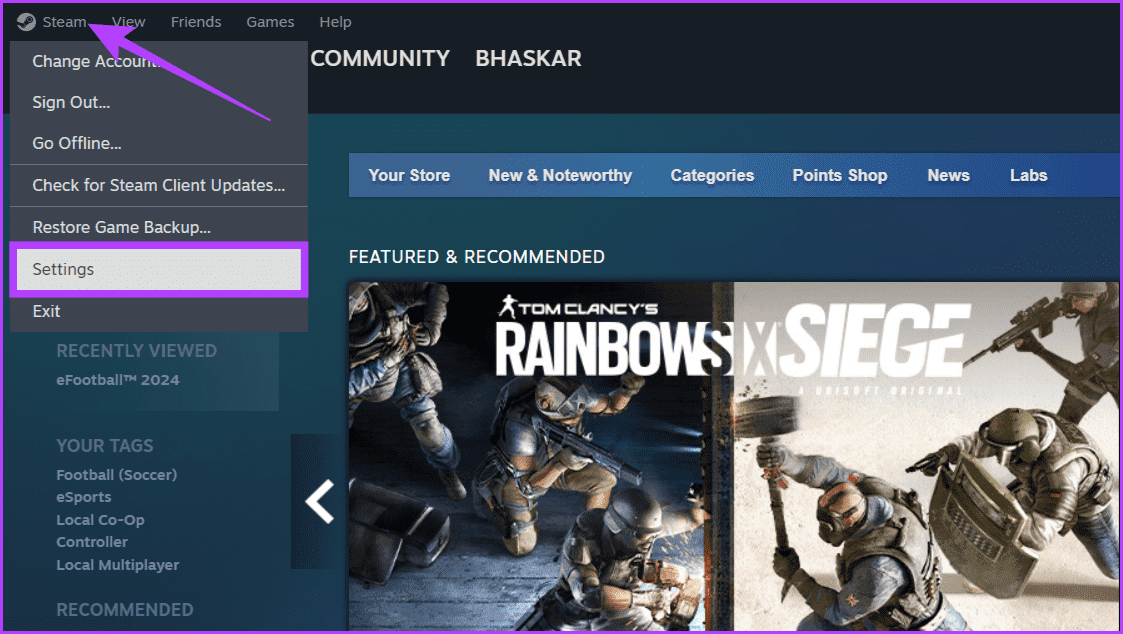 Launch-Steam-app-choose-Steam-and-head-to-Settings 10 طرق لإصلاح عدم عمل مشاركة العائلة لـ Steam على Windows 11