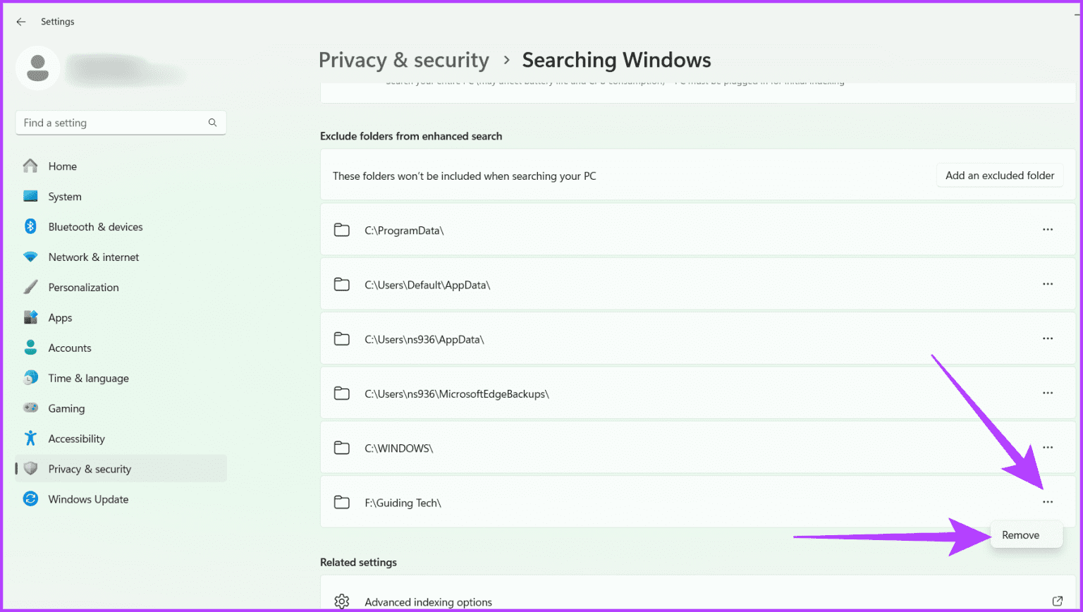 Locate-the-file-or-folder-you-want-to-show-in-the-quick-search-press-the-three-dot-icon-and-choose-Remove-1536x868-1 كيفية إظهار الملفات والمجلدات المخفية في Windows 11