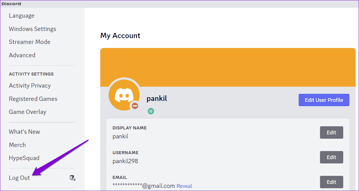 Log-Out-of-Discord أفضل 5 إصلاحات لعدم اختفاء إشعارات الرسائل المباشرة على Discord