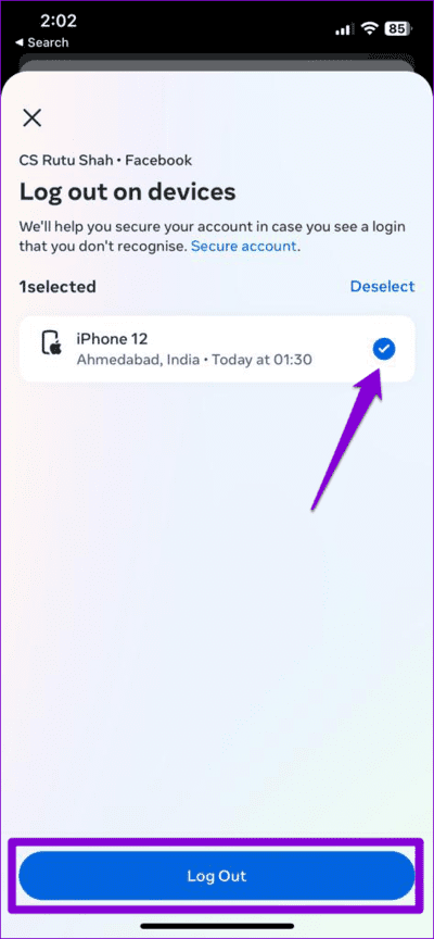 Log-Out-of-Messenger أفضل 7 إصلاحات لعدم فتح الروابط في Facebook Messenger على Android وiPhone