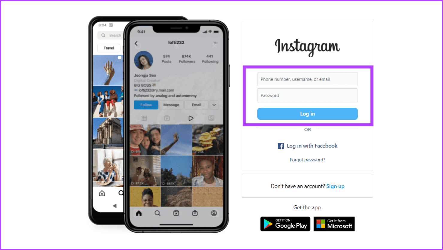 Log-in-to-your-Instagram-account كيفية تحرير الرسائل على Instagram