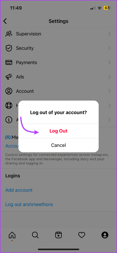 Log-out-from-Instagram-account-3-713x1536-1 5 طرق سهلة لإصلاح عدم نشر مشاركة Instagram على Facebook