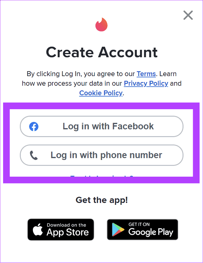 Login-using-multiple-ways-in-Tinder كيفية العودة إلى Tinder بعد الحظر