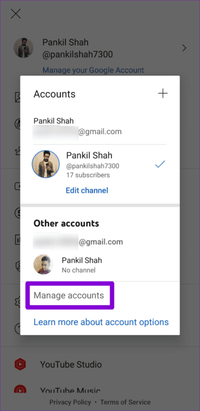Manage-Accounts-in-YouTube-for-Android-750x1536-1 أفضل 10 إصلاحات لعدم إمكانية نشر التعليقات على مقاطع الفيديو على YouTube