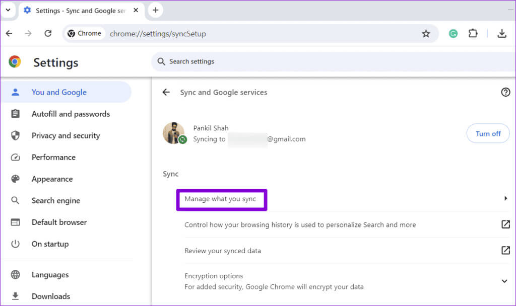Manage-Chrome-Sync-Settings-1024x608-1 أفضل 6 إصلاحات لاستمرار Google Chrome في تغيير السمات