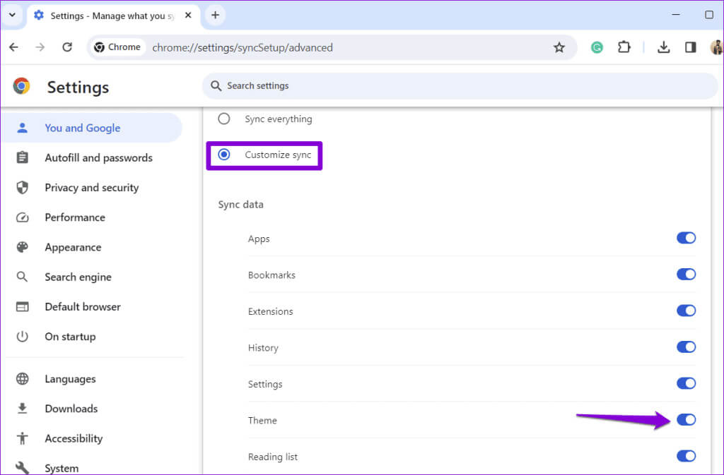 Manage-Google-Chrome-Sync-Settings-1024x673-1 أفضل 6 إصلاحات لاستمرار Google Chrome في تغيير السمات