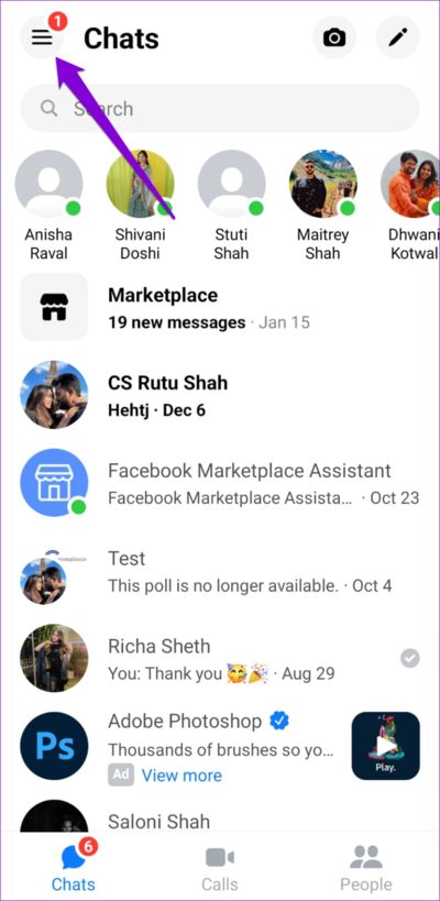 Messenger-App-Menu-750x1536-1 أفضل 7 إصلاحات لخطأ المرفق غير متاح في Facebook Messenger