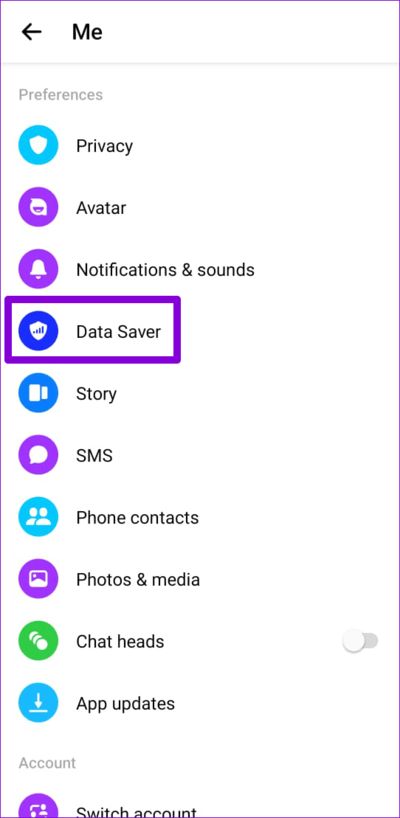 Messenger-Data-Saver-Option-2 أفضل 7 إصلاحات لخطأ المرفق غير متاح في Facebook Messenger