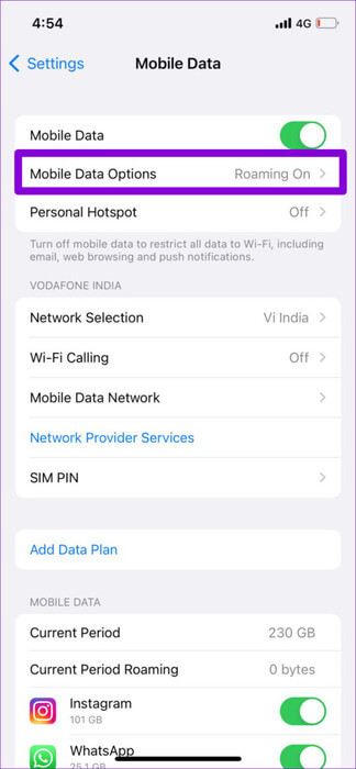 Mobile-Data-Options-5-474x1024-1 أفضل 9 إصلاحات لخطأ عدم وجود اتصال في Google Drive على Android وiPhone