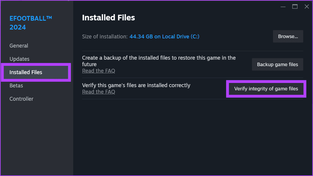 Navigate-to-the-Installed-Files-tab-and-click-the-Verify-integrity-of-game-files-button 10 طرق لإصلاح عدم عمل مشاركة العائلة لـ Steam على Windows 11