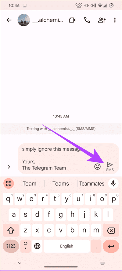 Once-you-are-done-with-the-content-tap-SMS كيفية إعادة توجيه البريد الإلكتروني إلى هاتفك كنص باستخدام Gmail وOutlook