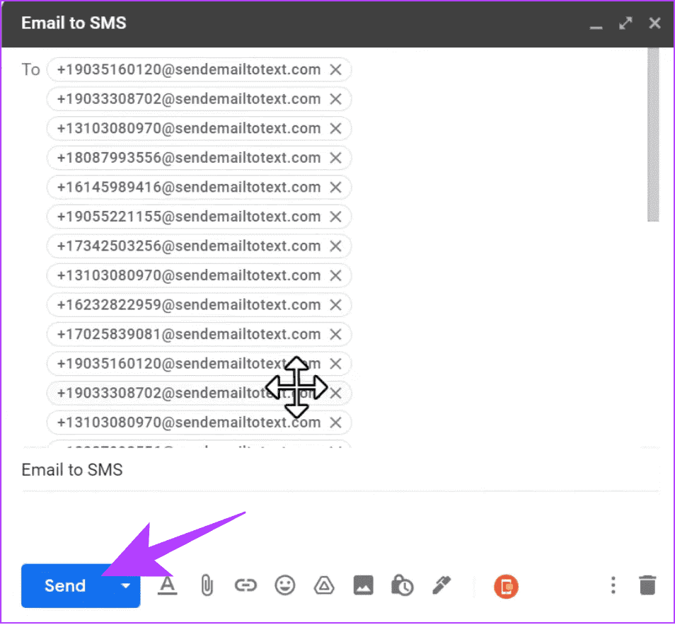 Once-you-are-done-with-the-recipients-click-Send كيفية إعادة توجيه البريد الإلكتروني إلى هاتفك كنص باستخدام Gmail وOutlook
