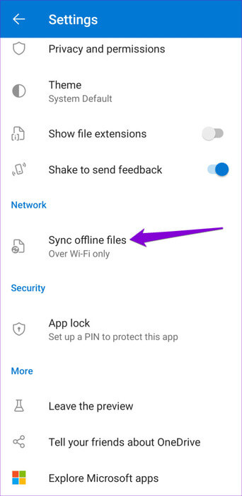 OneDrive-App-Settings-for-Offline-Files-500x1024-1 أفضل 9 إصلاحات لعدم مزامنة تطبيق OneDrive على Android وiPhone