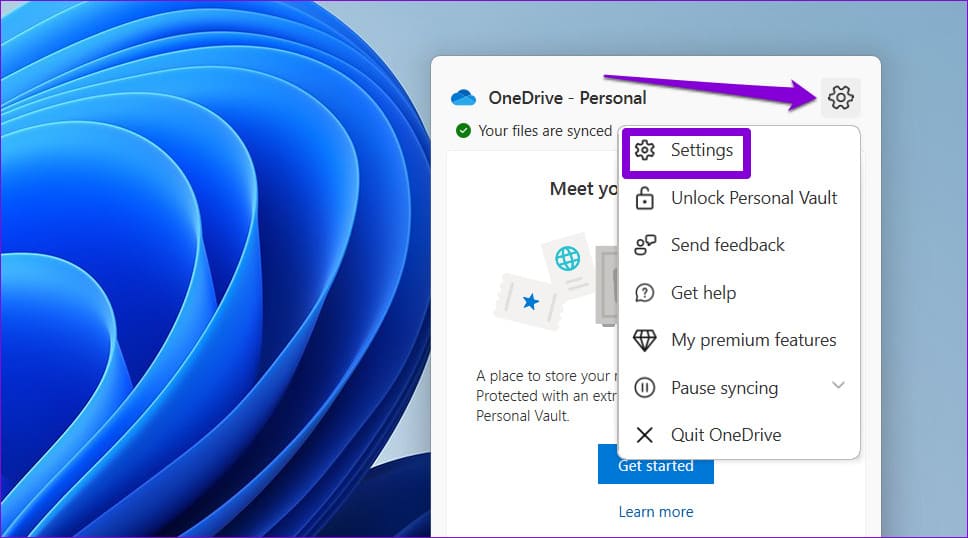 OneDrive-Settings-1 أفضل 6 إصلاحات لإنشاء ملفات ومجلدات مكررة في OneDrive على Windows