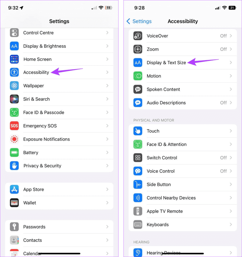 Open-Accessibility-Settings-1 7 طرق لإصلاح مشكلة اضطراب وتشوه ألوان شاشة iPhone