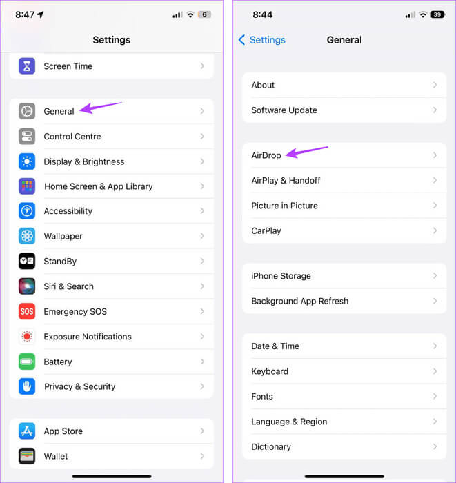 Open-AirDrop-settings-1 9 طرق لمنع ظهور سجل المكالمات على جهاز iPhone آخر