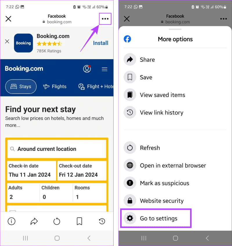 Open-Browser-Settings كيفية إيقاف تشغيل سجل الروابط في Facebook على هاتفك المحمول